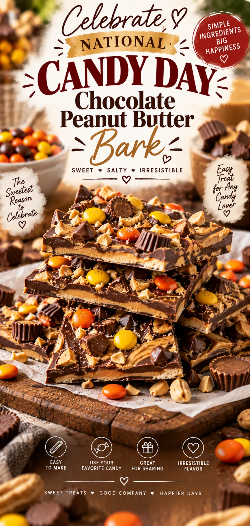 National Candy Day Chocolate Peanut Butter Bark