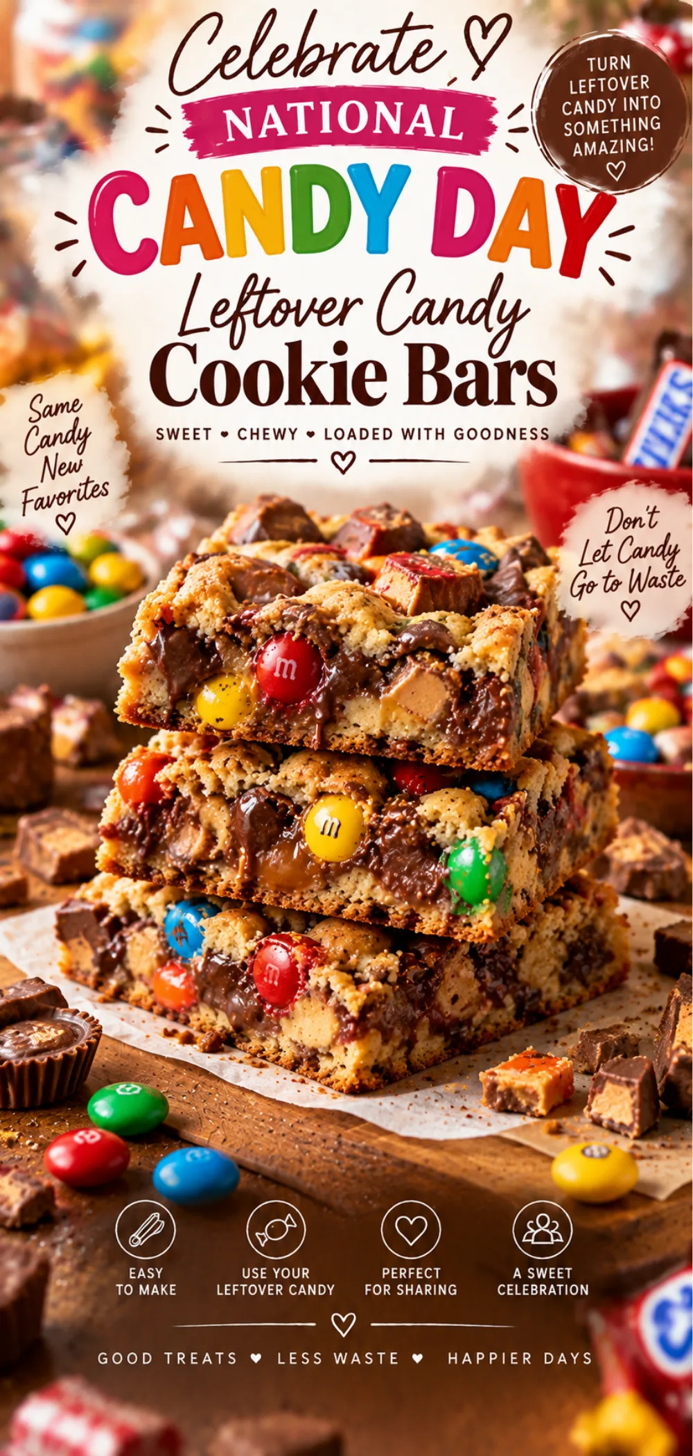 National Candy Day Leftover Candy Cookie Bars
