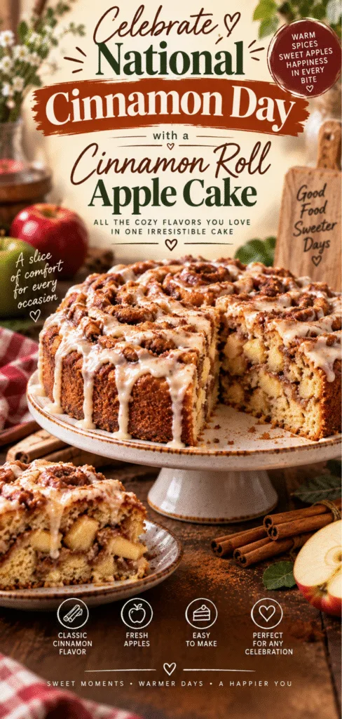 National Cinnamon Day Cinnamon Roll Apple Cake