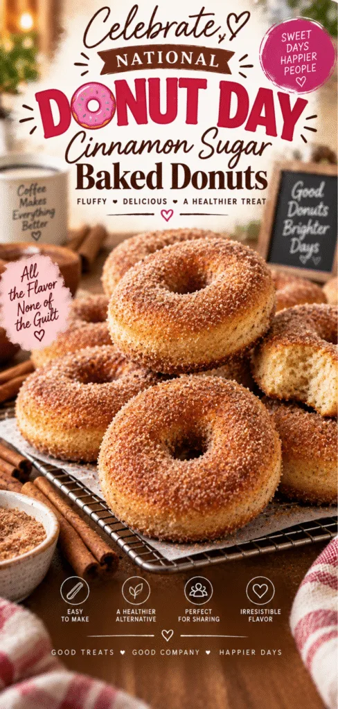 National Donut Day Cinnamon Sugar Baked Donuts