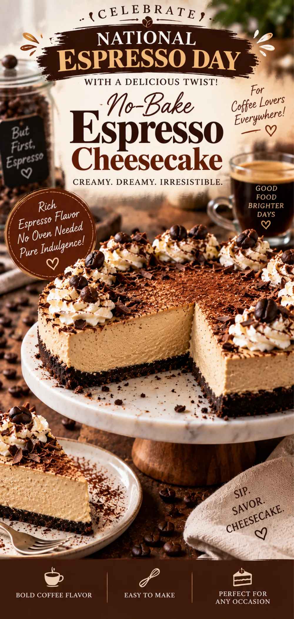 National Espresso Day No-Bake Espresso Cheesecake