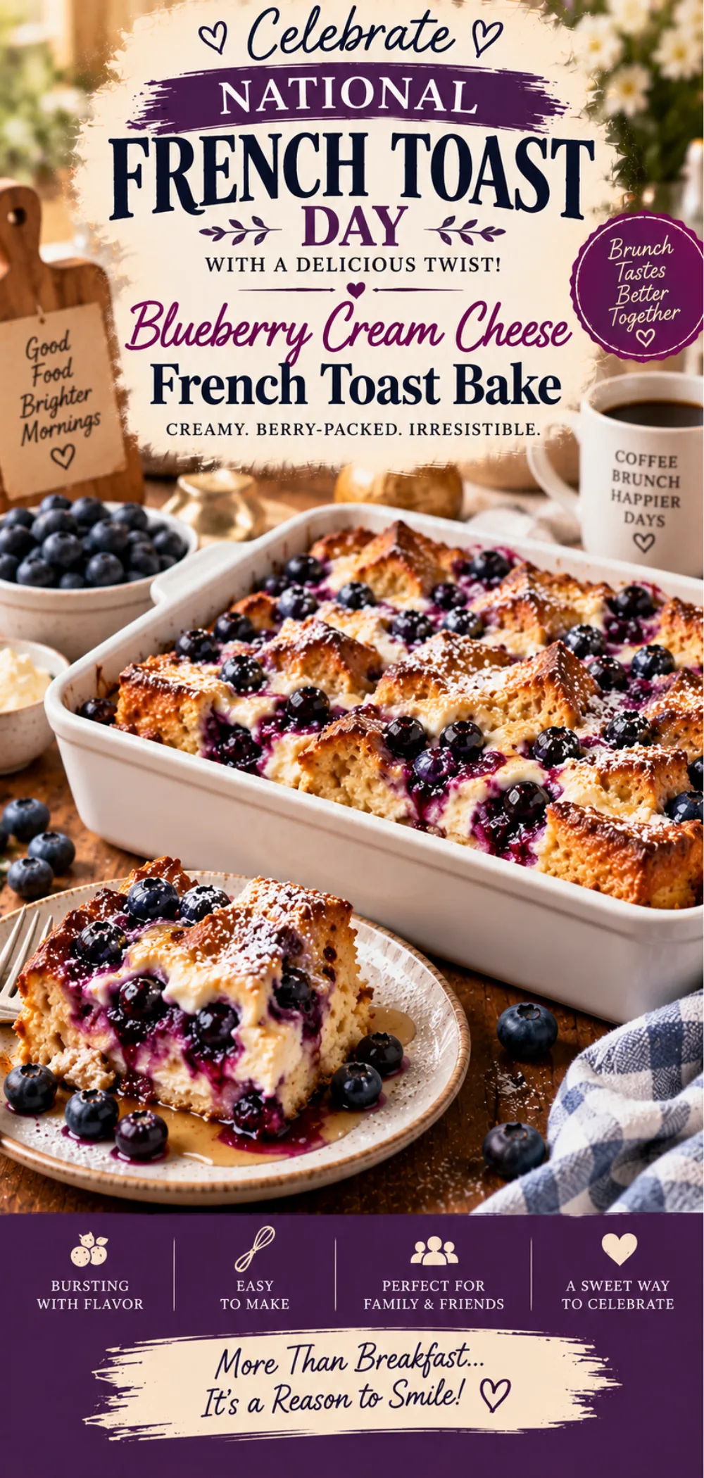 National French Toast Day Blueberry Cream Cheese French Toast Bake