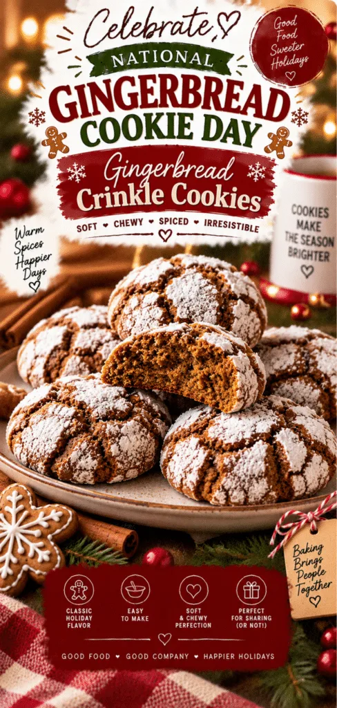 National Gingerbread Cookie Day Gingerbread Crinkle Cookies