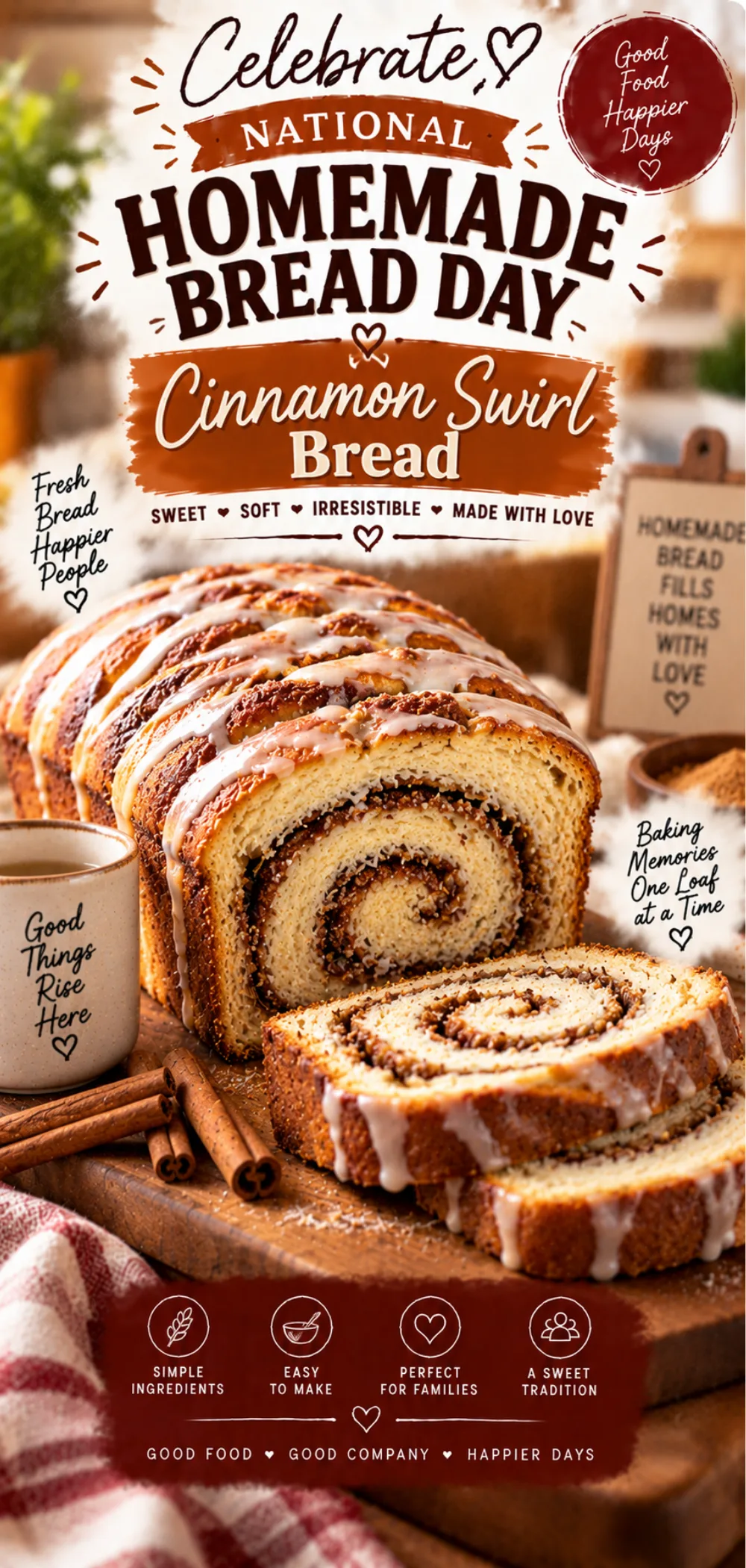 National Homemade Bread Day Cinnamon Swirl Bread