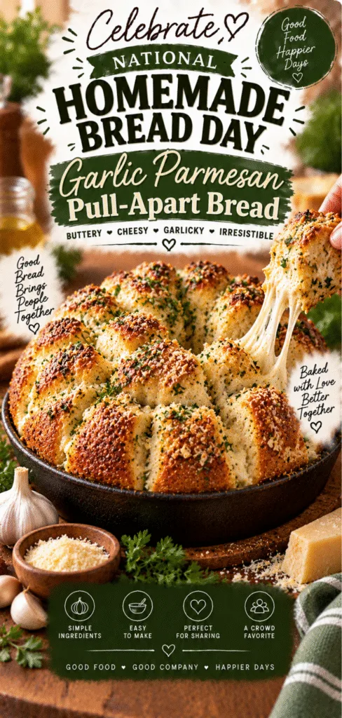 National Homemade Bread Day Garlic Parmesan Pull-Apart Bread