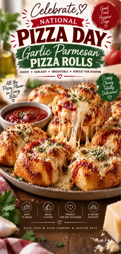 National Pizza Day Garlic Parmesan Pizza Rolls