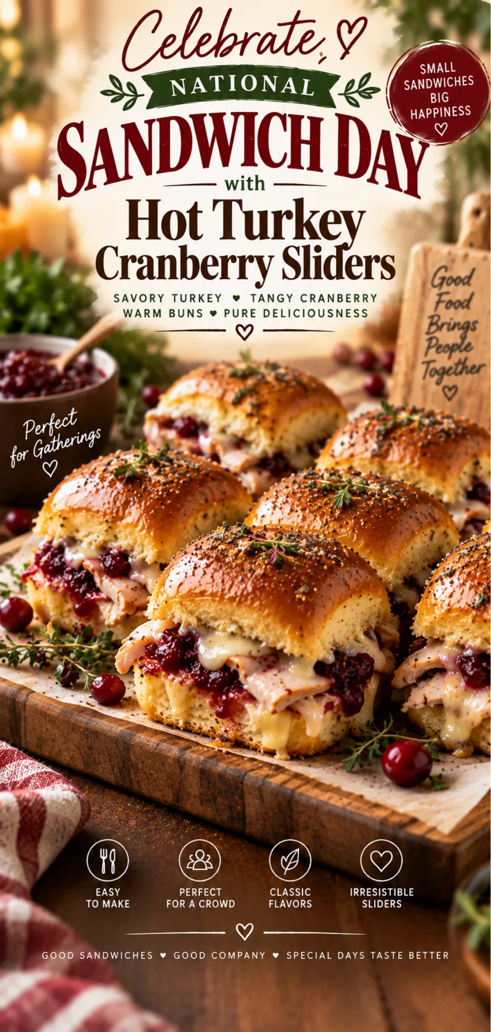 National Sandwich Day Hot Turkey Cranberry Sliders