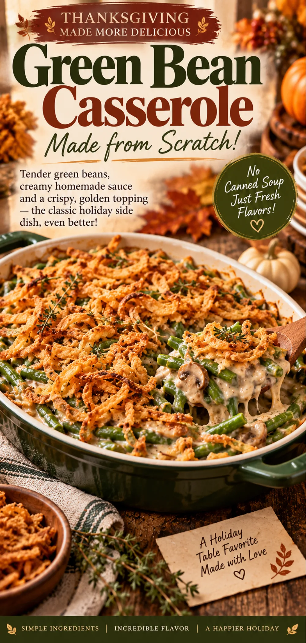 Thanksgiving Day Green Bean Casserole from Scratch