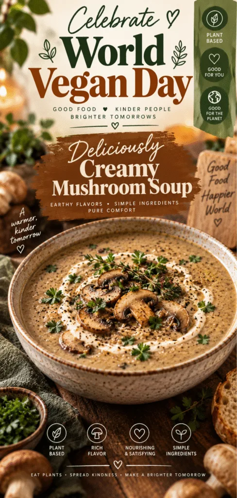 World Vegan Day Creamy Mushroom Soup