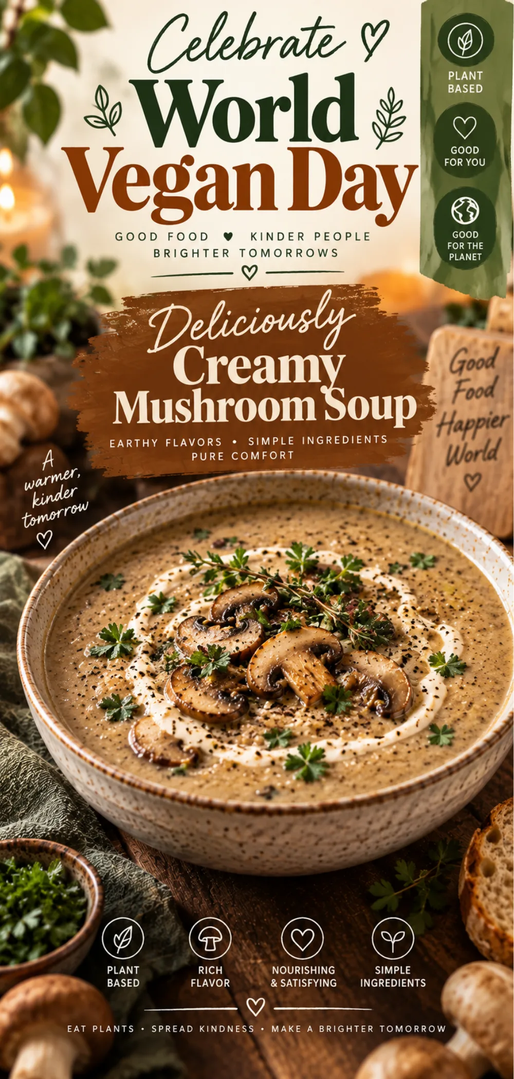 World Vegan Day Creamy Mushroom Soup