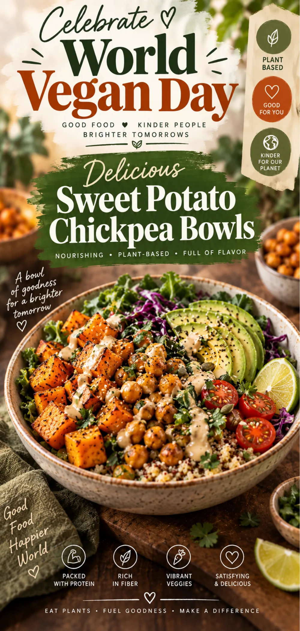 World Vegan Day Sweet Potato Chickpea Bowls
