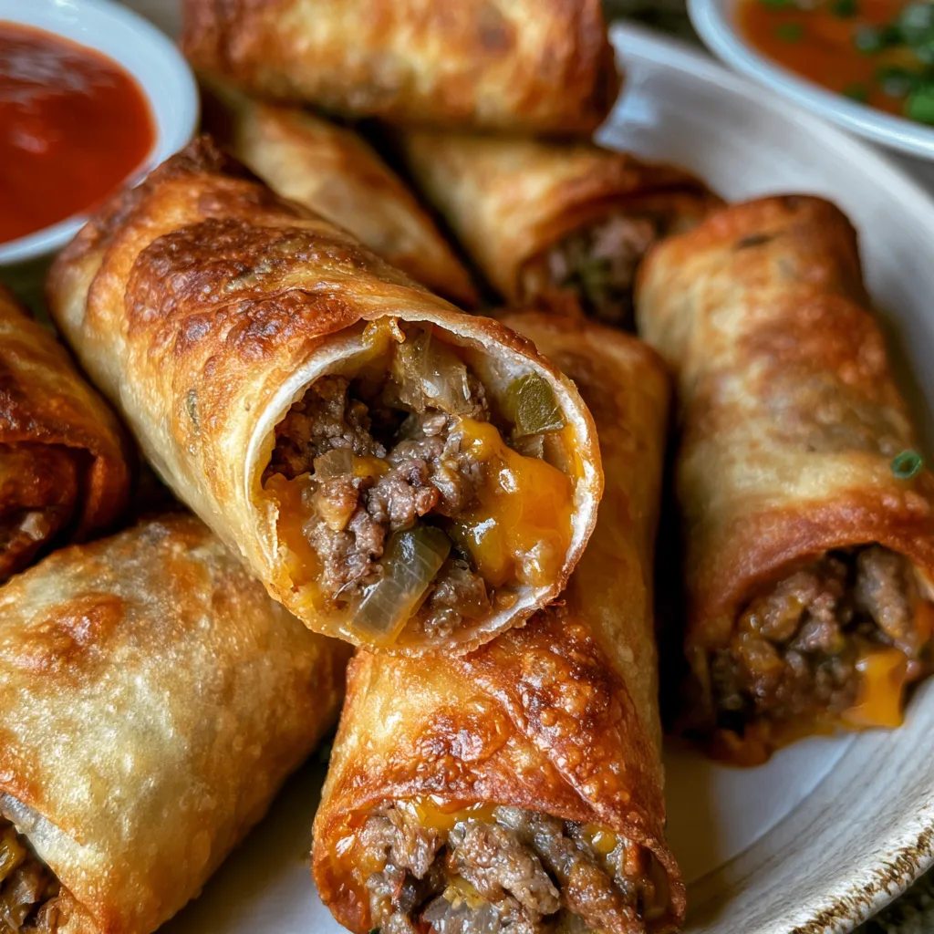 Air Fryer Cheeseburger Egg Rolls