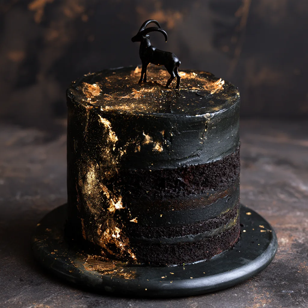 Black and Gold Capricorn Cake