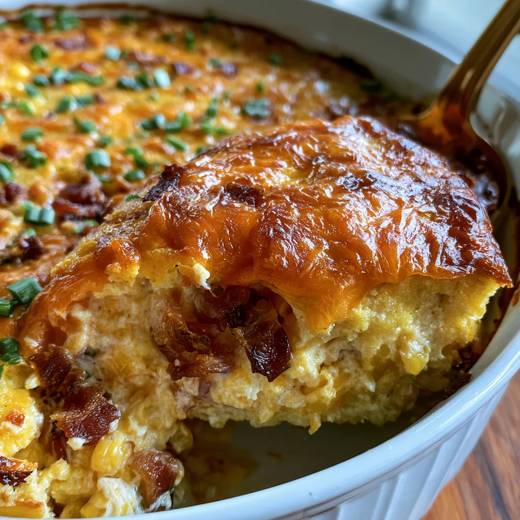Cheesy Corn Casserole with Bacon