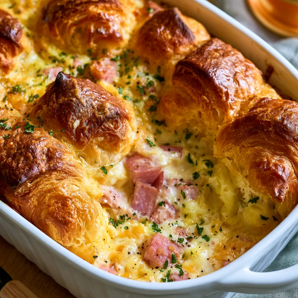 Croissant Ham and Cheese Breakfast Bake