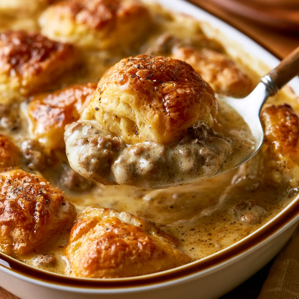 Easy Biscuits and Gravy Casserole