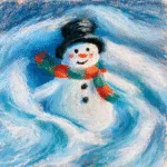 Easy Snowman Oil Pastel Art Idea
