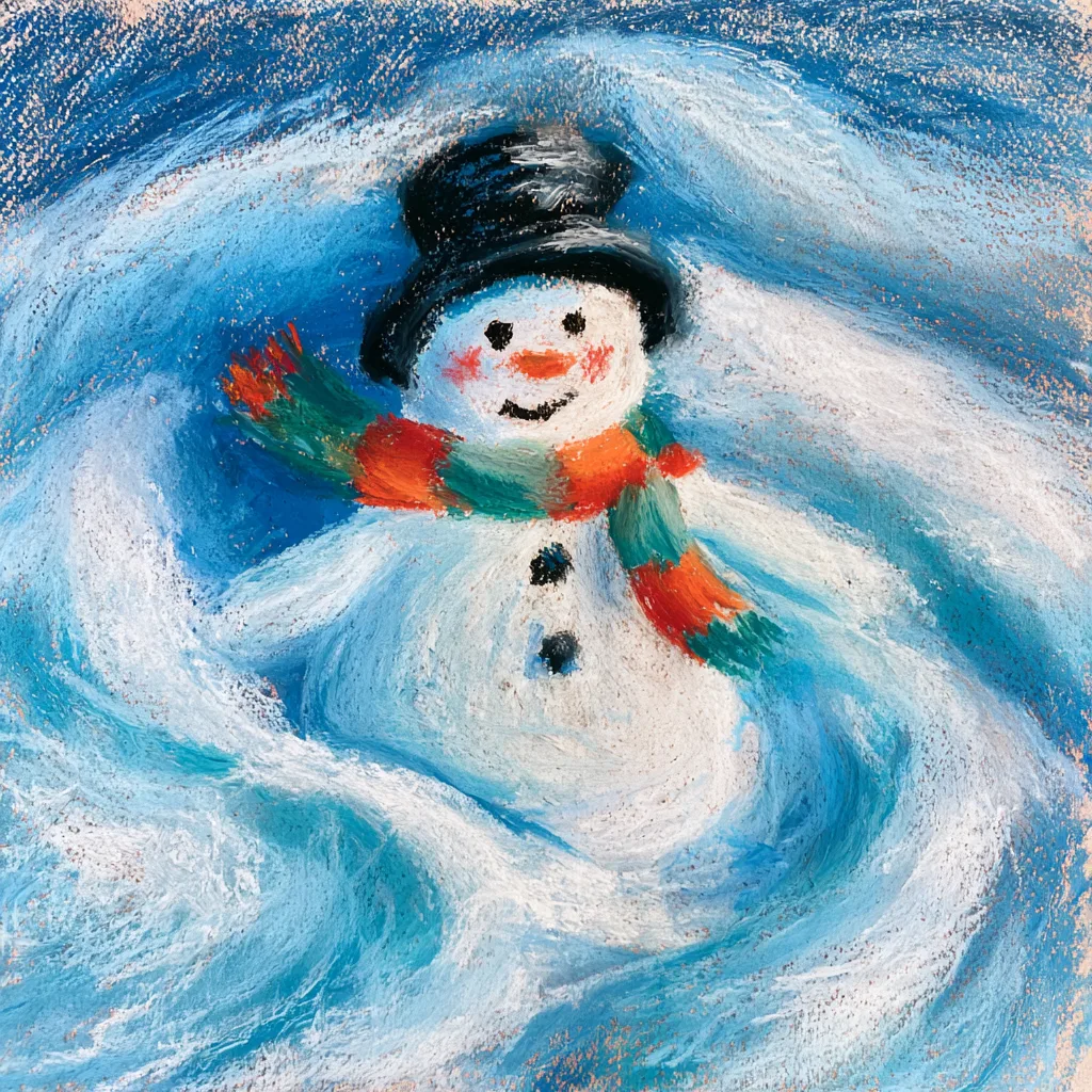 Easy Snowman Oil Pastel Art Idea