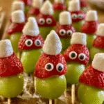 Healthy Grinch Grape Skewers