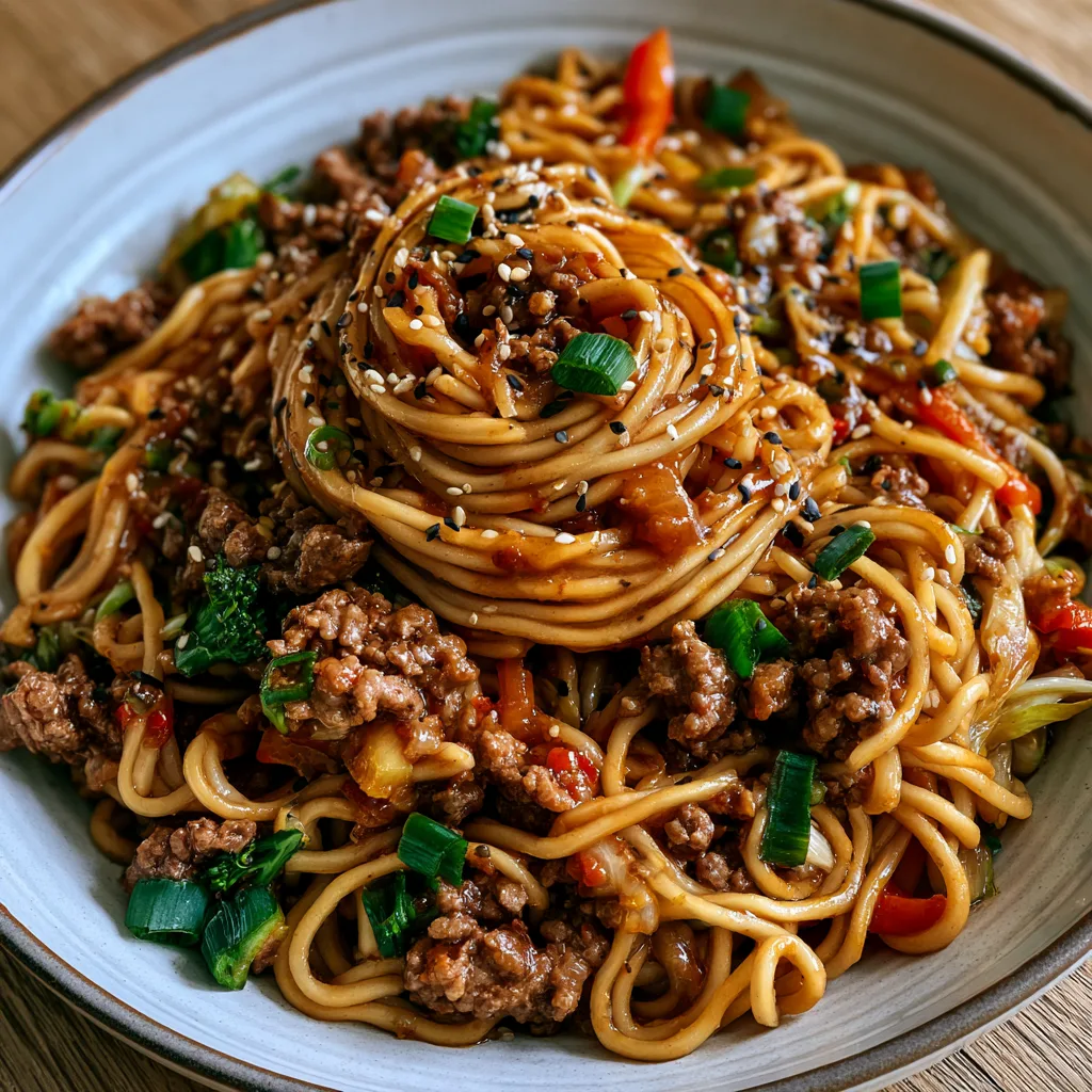 Korean Ground Beef Noodles