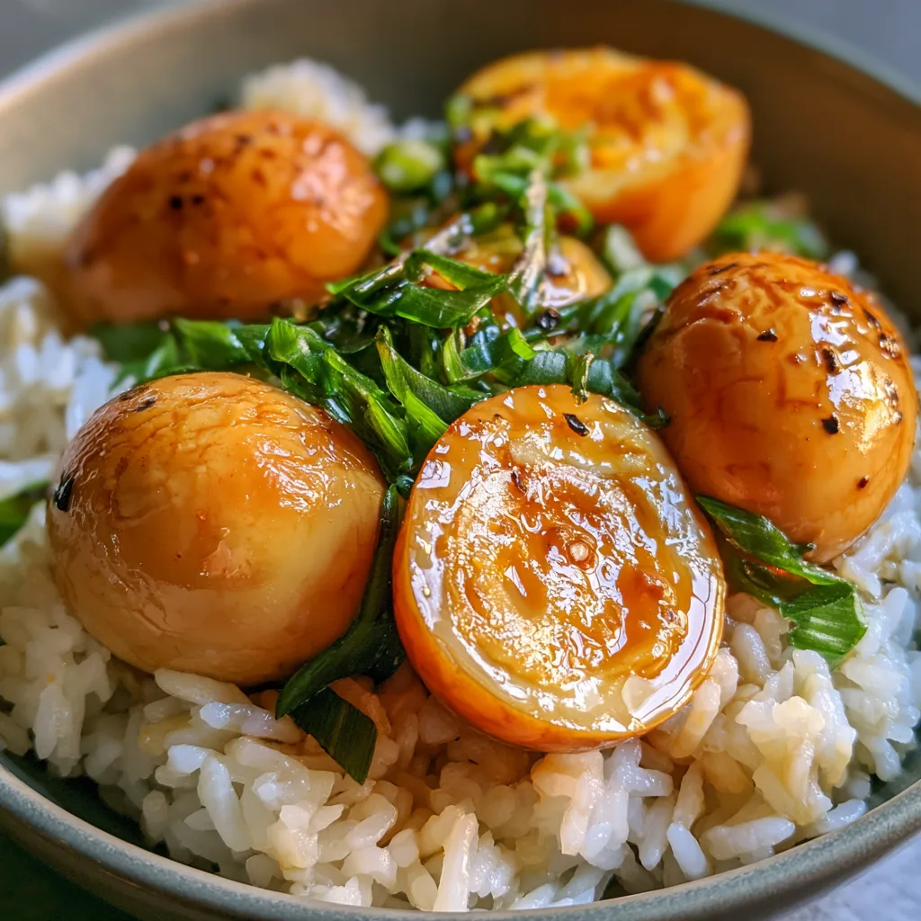Soy Sauce Eggs with Steamed Rice