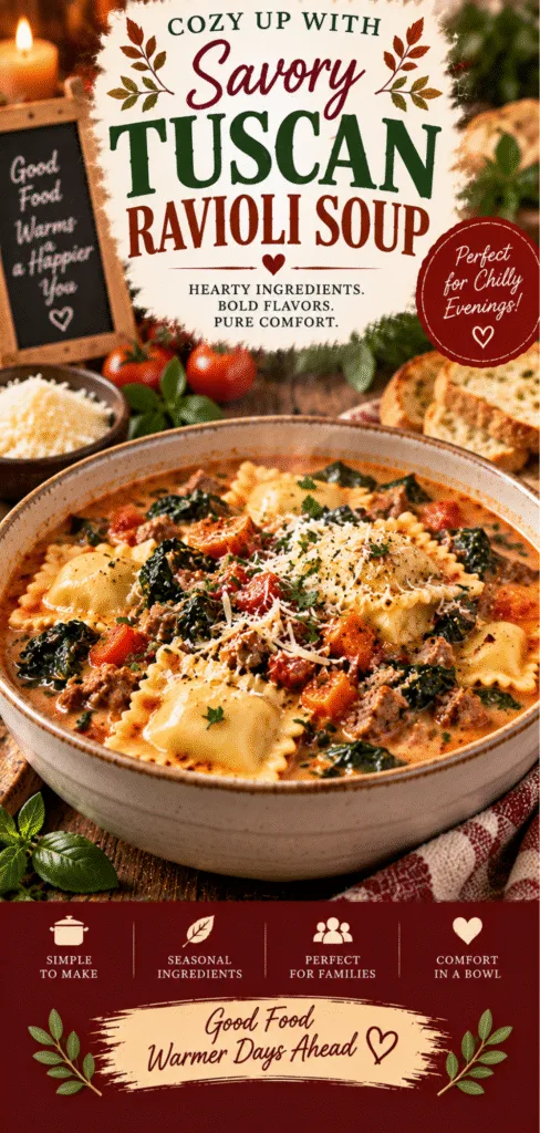 Tuscan Ravioli Soup (Comforting Fall & Winter Soup)