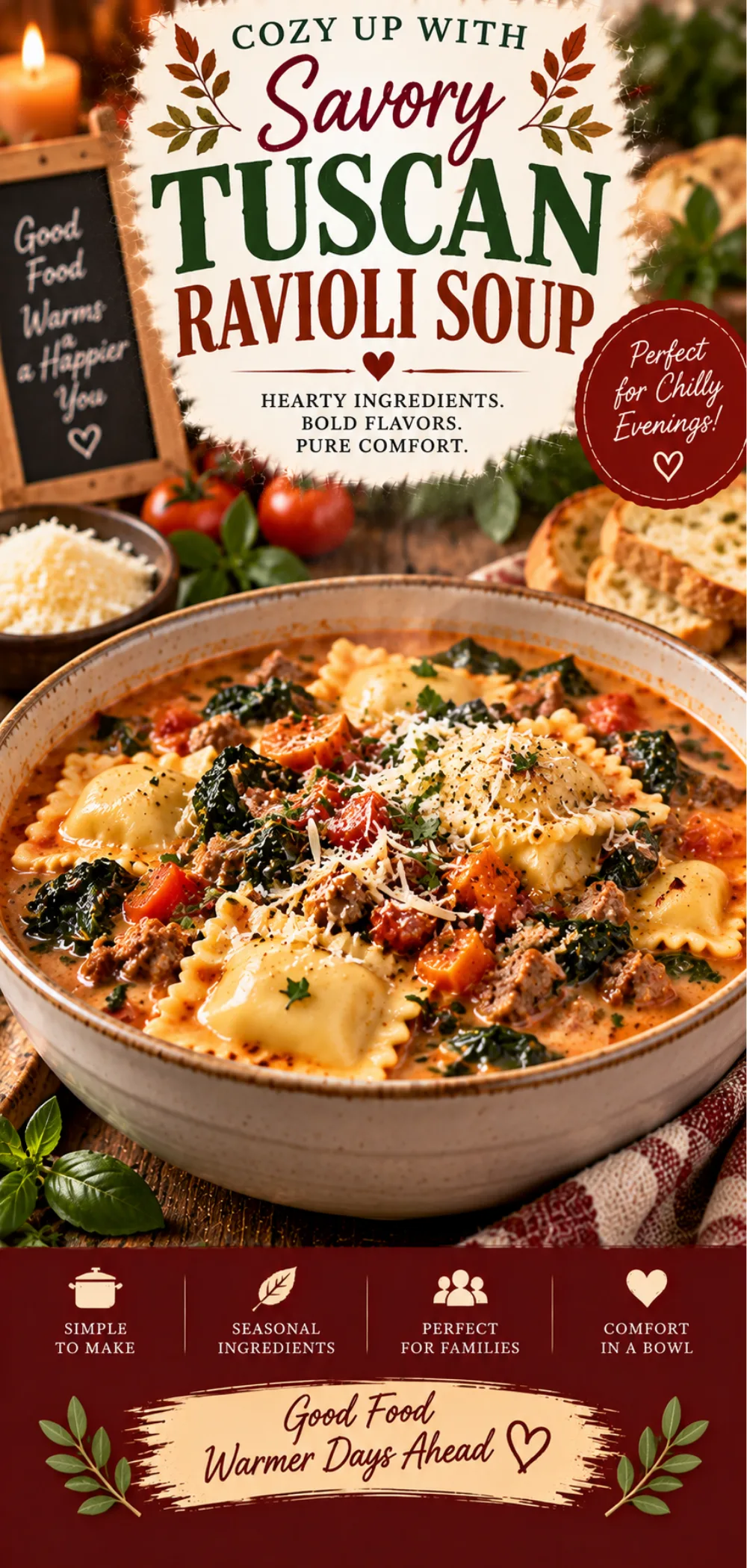 Tuscan Ravioli Soup (Comforting Fall & Winter Soup)