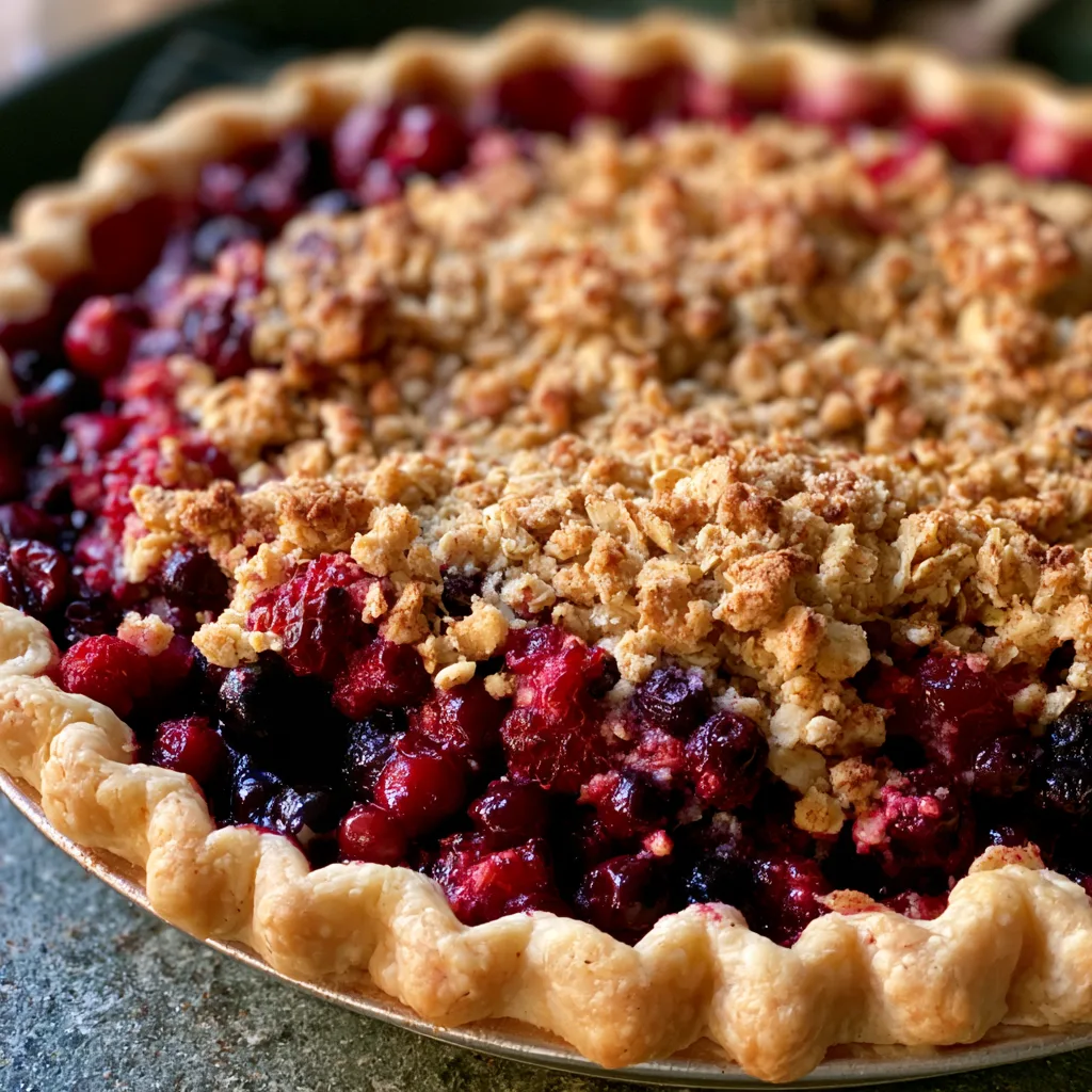 Winter Berry Crumble Pie