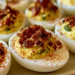 deviled eggs with bacon and jalapeno