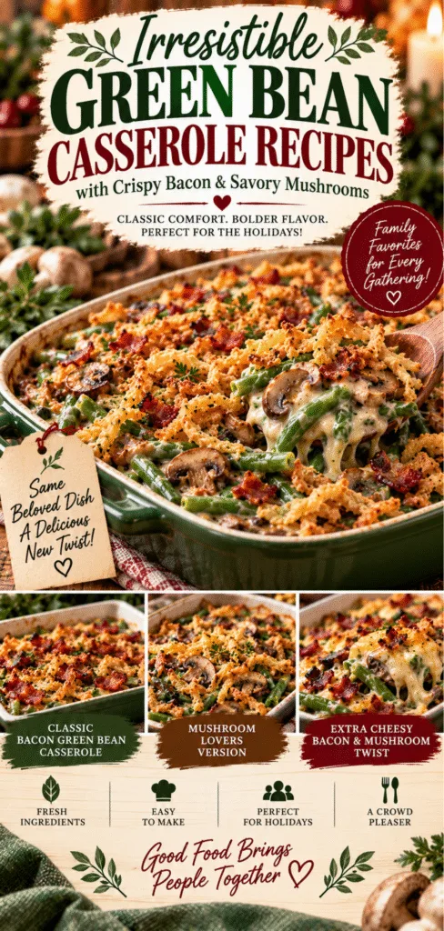 green bean casserole recipes with bacon and mushrooms