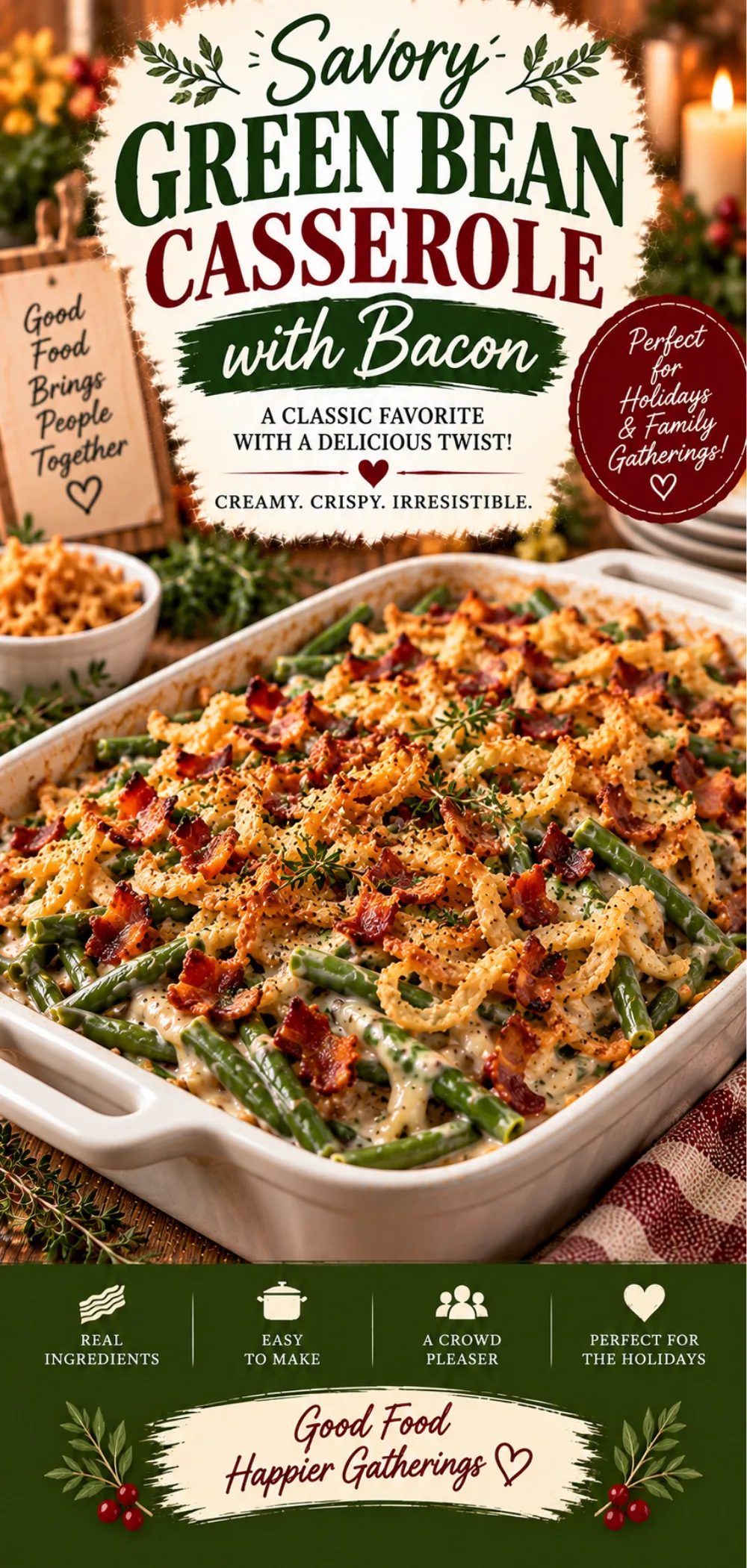 green bean casserole with bacon