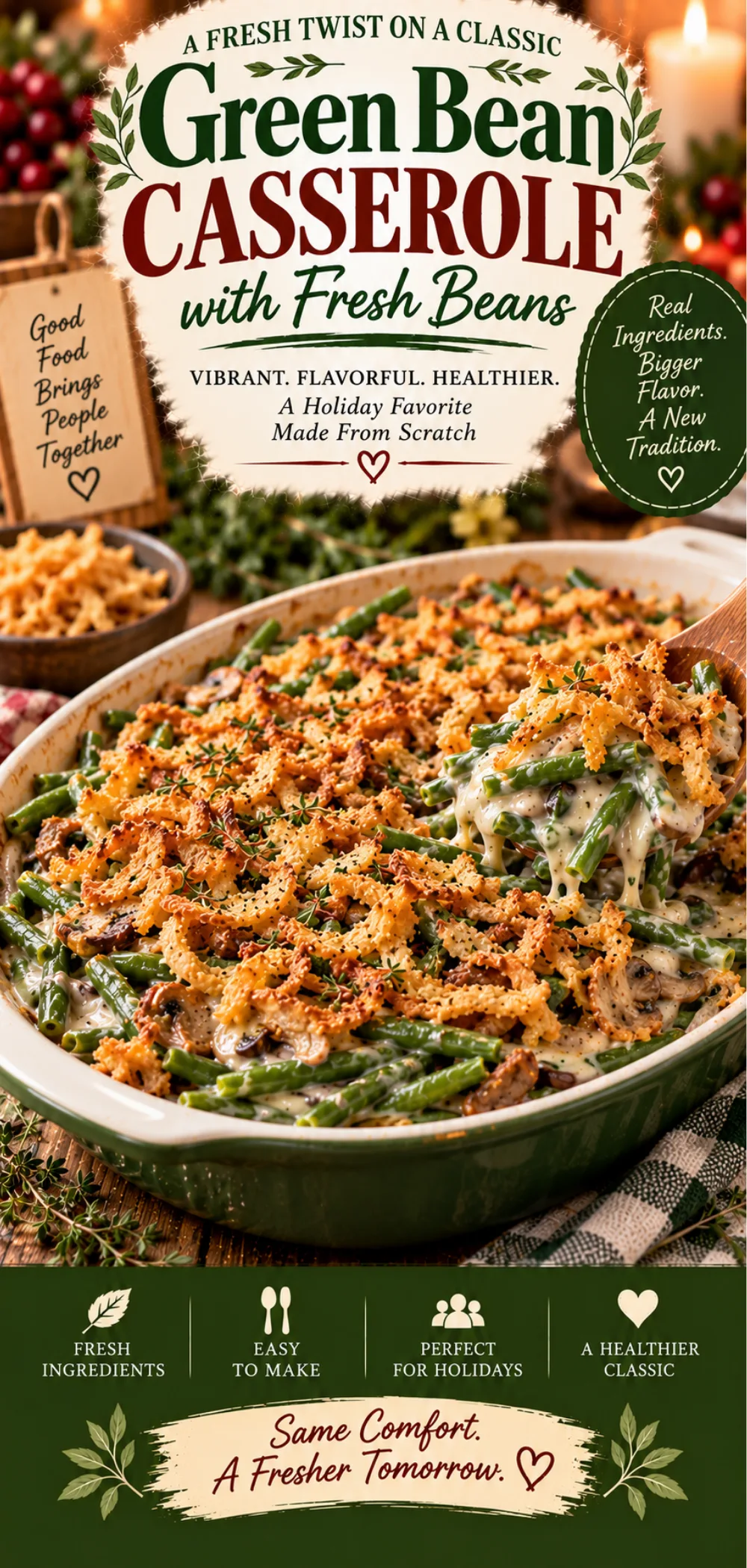 green bean casserole with fresh beans