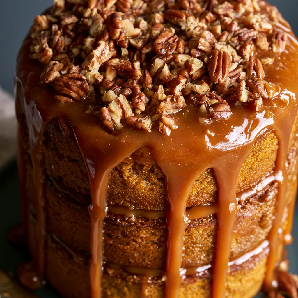 pumpkin pecan caramel cake